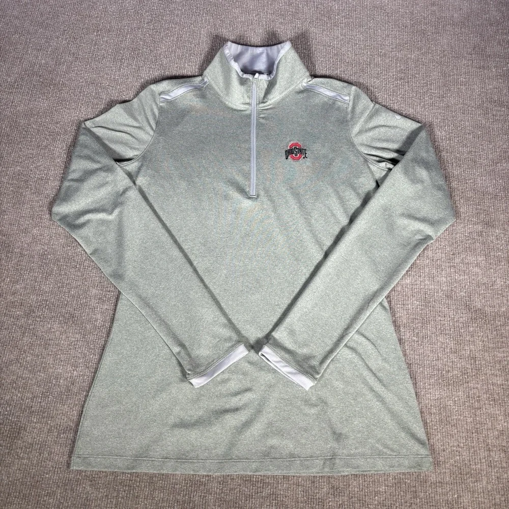 Nike Golf Ohio‎ State Buckeyes 1/4 Zip Pullover Womens M Gray Tour Performance